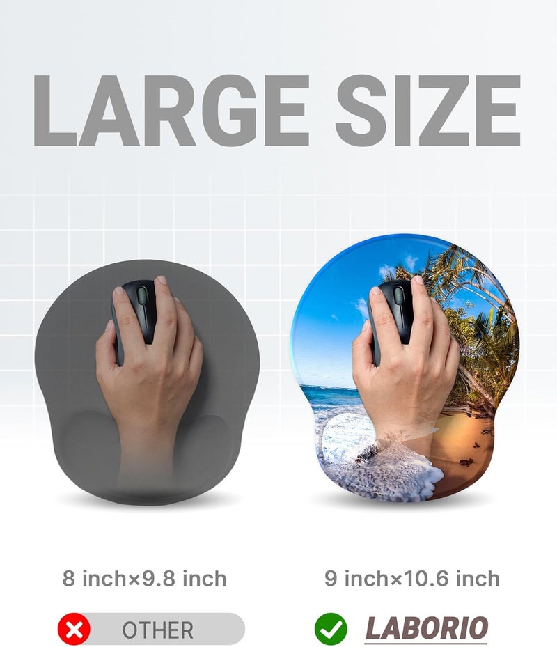 Laborio Ergonomic Mouse Pad Wrist Support, Comfortable Mouse Pad Wrist Rest, Relieve Wrist Pain Gel Mouse pad, Non-Slip Rubber Base Mousepad for Laptop, Computer(Beach) - Image 4